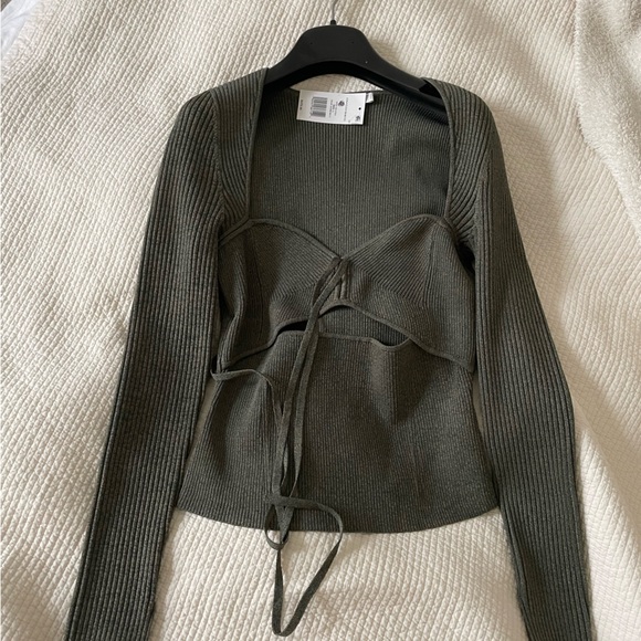 Jonathan Simkhai Alexia Marled Rib Long Sleeve Shirt NWT - Picture 4 of 6